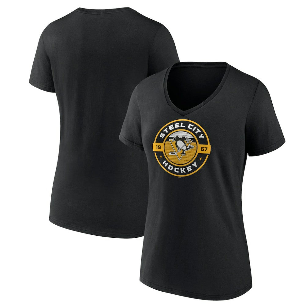 Pittsburgh Penguins Women's Native V-Neck T-Shirt - Black - NHL