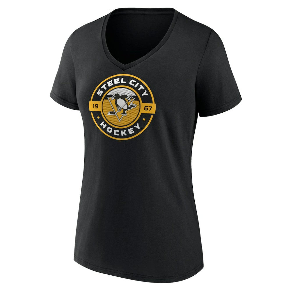 Pittsburgh Penguins Women's Native V-Neck T-Shirt - Black - NHL