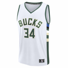 Giannis Antetokounmpo Milwaukee Bucks Fast Break Replica Player Jersey Association Edition White - NBA
