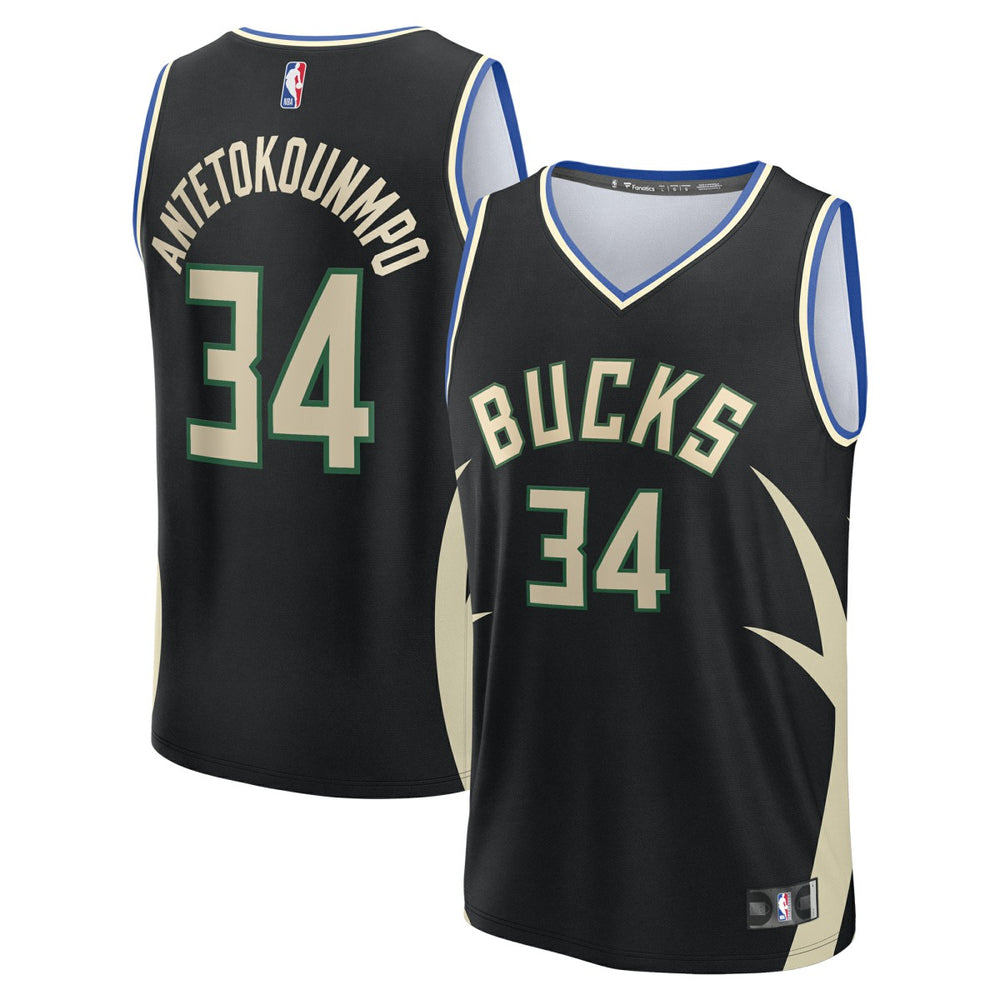 Giannis Antetokounmpo Milwaukee Bucks Fast Break Replica Player Jersey Statement Edition Black - NBA