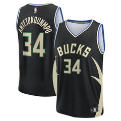 Giannis Antetokounmpo Milwaukee Bucks Fast Break Replica Player Jersey Statement Edition Black - NBA