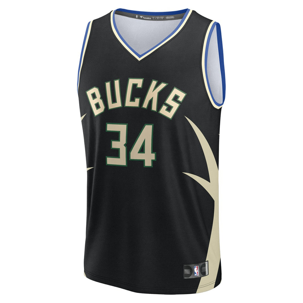 Giannis Antetokounmpo Milwaukee Bucks Fast Break Replica Player Jersey Statement Edition Black - NBA