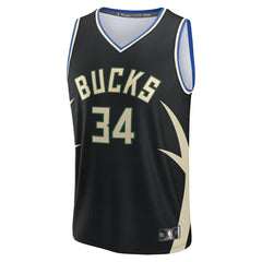 Giannis Antetokounmpo Milwaukee Bucks Fast Break Replica Player Jersey Statement Edition Black - NBA
