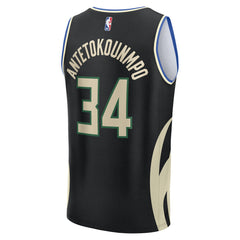Giannis Antetokounmpo Milwaukee Bucks Fast Break Replica Player Jersey Statement Edition Black - NBA