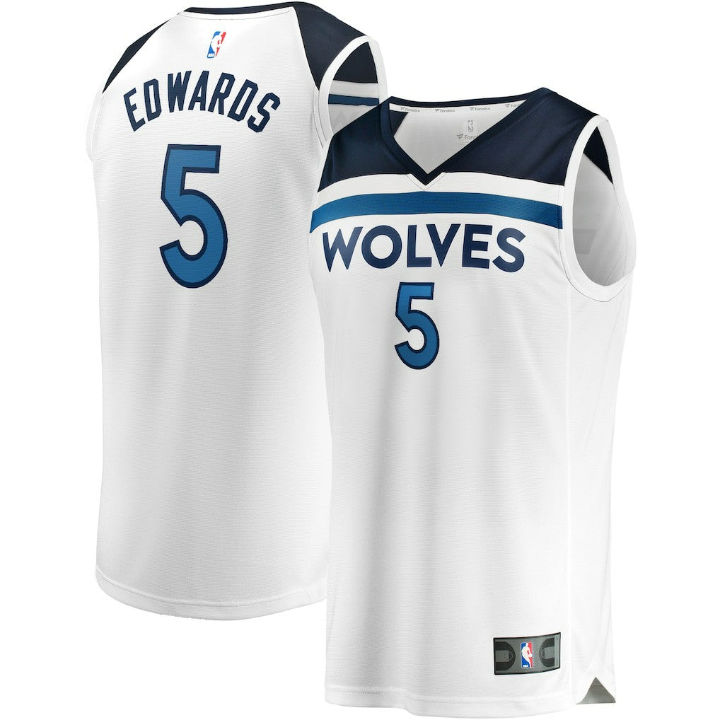 Anthony Edwards Minnesota Timberwolves Fast Break Replica Player Jersey Association Edition White - NBA
