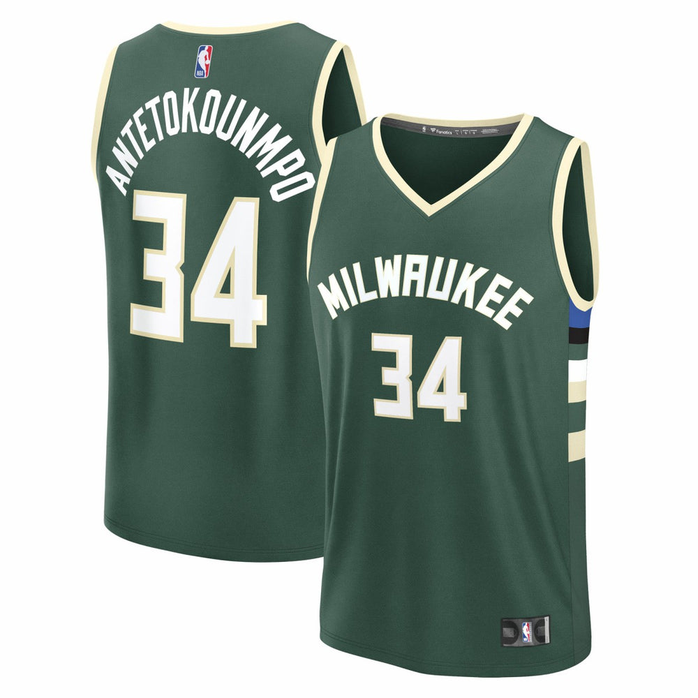 Giannis Antetokounmpo Milwaukee Bucks Youth Fast Break Replica Player Jersey Icon Edition Hunter Green - NBA