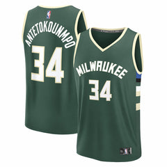 Giannis Antetokounmpo Milwaukee Bucks Youth Fast Break Replica Player Jersey Icon Edition Hunter Green - NBA