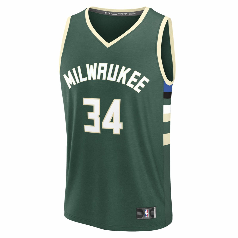 Giannis Antetokounmpo Milwaukee Bucks Youth Fast Break Replica Player Jersey Icon Edition Hunter Green - NBA