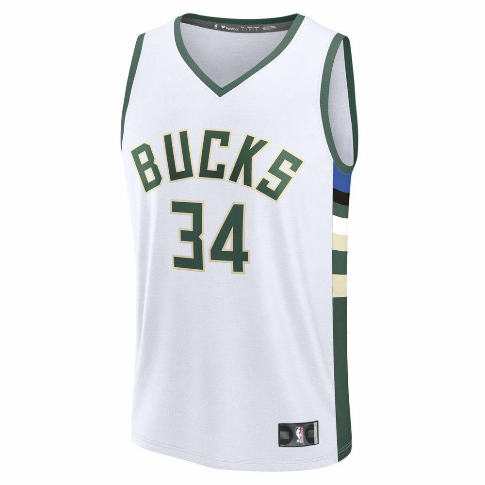 Giannis Antetokounmpo Milwaukee Bucks Youth Fast Break Replica Player Jersey Association Edition White - NBA