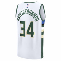 Giannis Antetokounmpo Milwaukee Bucks Youth Fast Break Replica Player Jersey Association Edition White - NBA