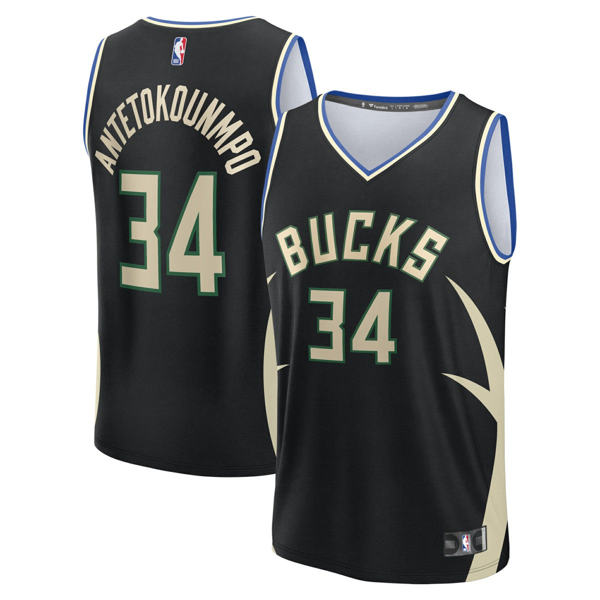Giannis Antetokounmpo Milwaukee Bucks Youth Fast Break Replica Player Jersey Statement Edition Black - NBA