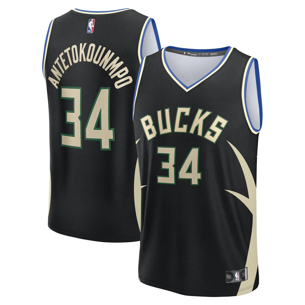 Giannis Antetokounmpo Milwaukee Bucks Youth Fast Break Replica Player Jersey Statement Edition Black - NBA