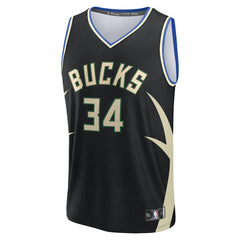 Giannis Antetokounmpo Milwaukee Bucks Youth Fast Break Replica Player Jersey Statement Edition Black - NBA