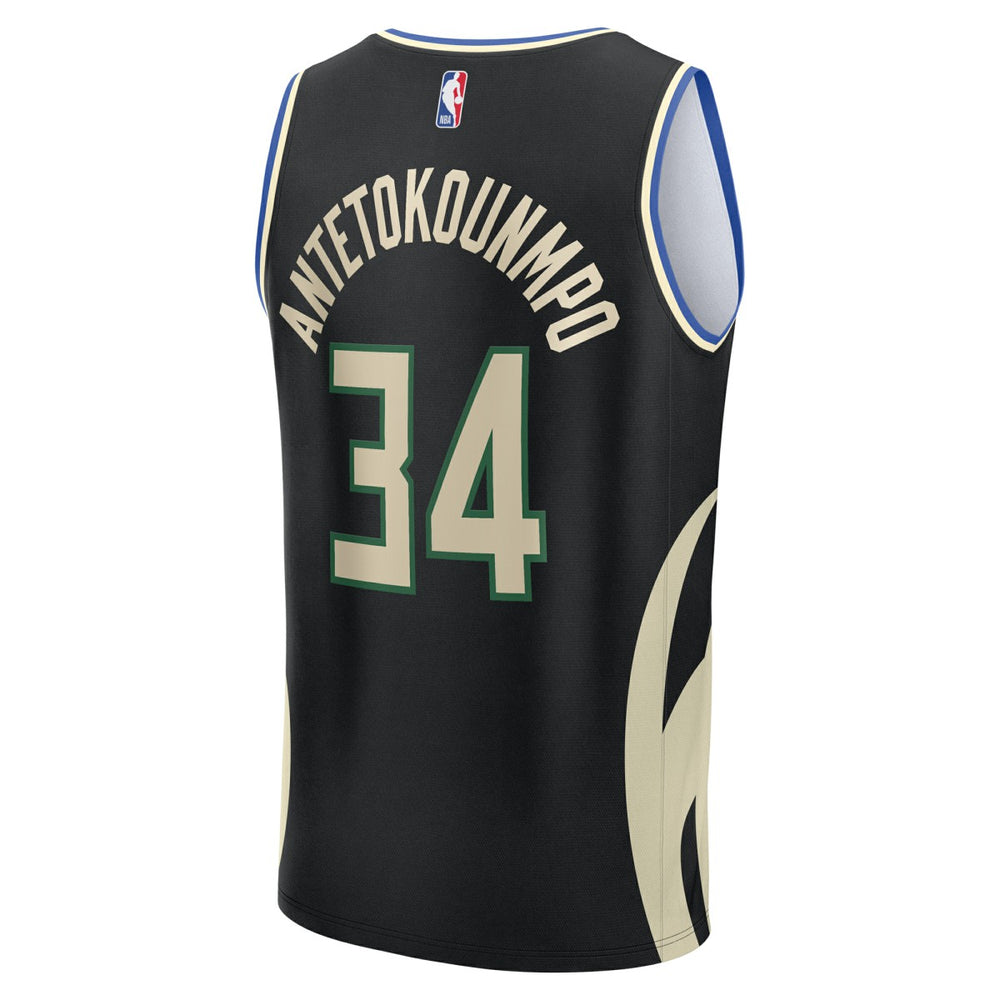 Giannis Antetokounmpo Milwaukee Bucks Youth Fast Break Replica Player Jersey Statement Edition Black - NBA