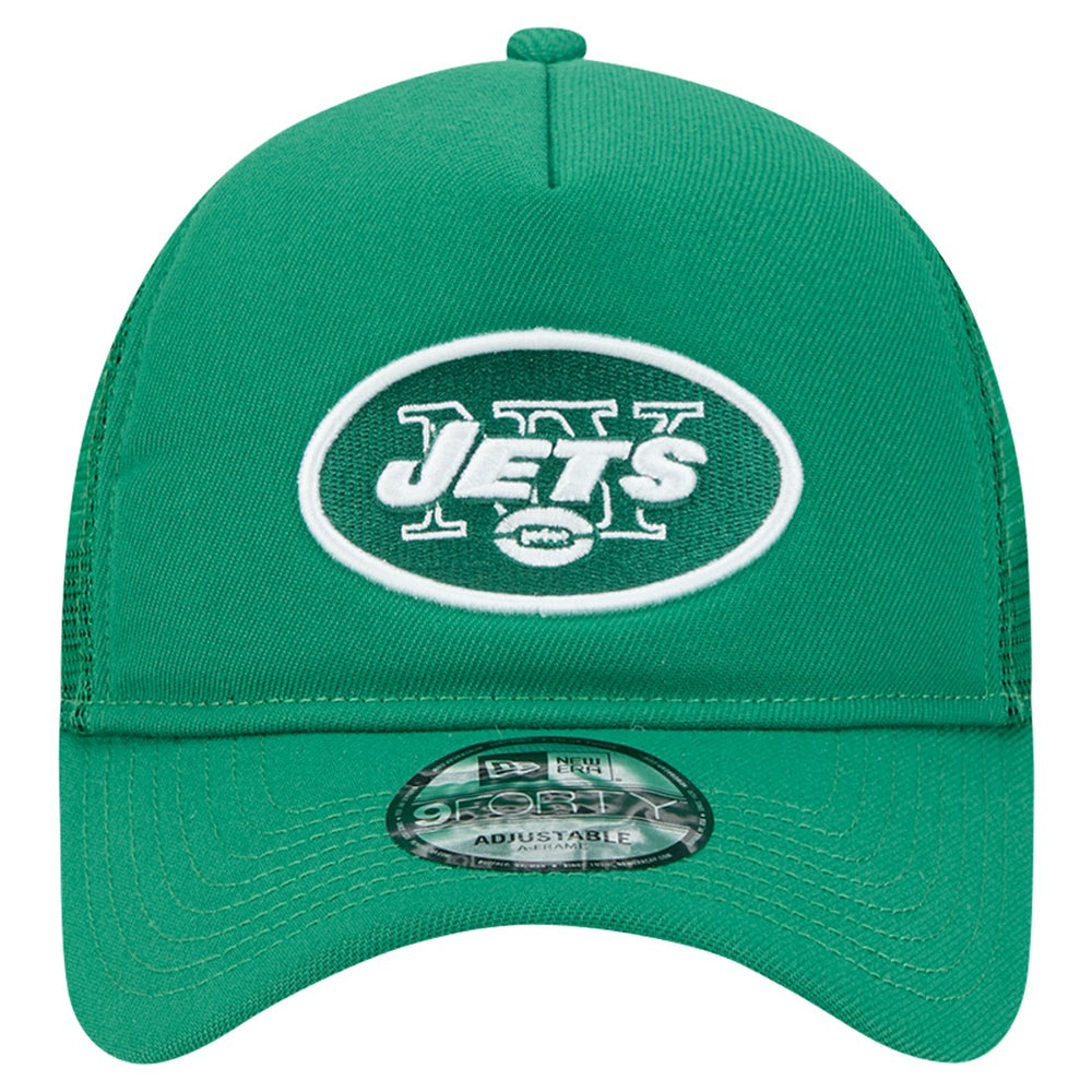 New York Jets New Era 9FORTY A-Frame Trucker Adjustable Hat Green | NFL