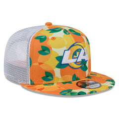 Los Angeles Rams New Era Citrus 9FIFTY Trucker Snapback Hat Orange | NFL