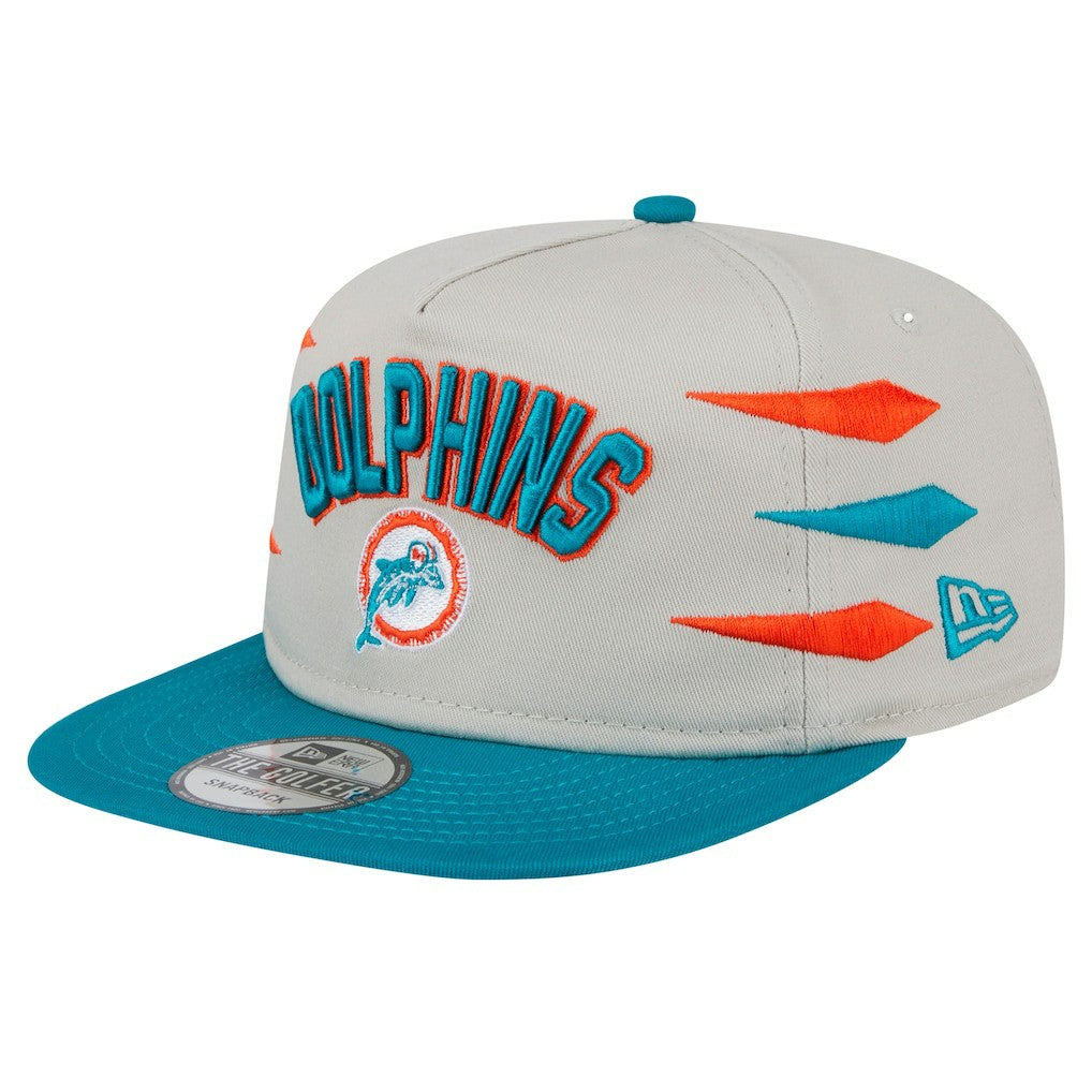 Miami Dolphins New Era Athletic Golfer Snapback Hat Stone/Aqua | NFL