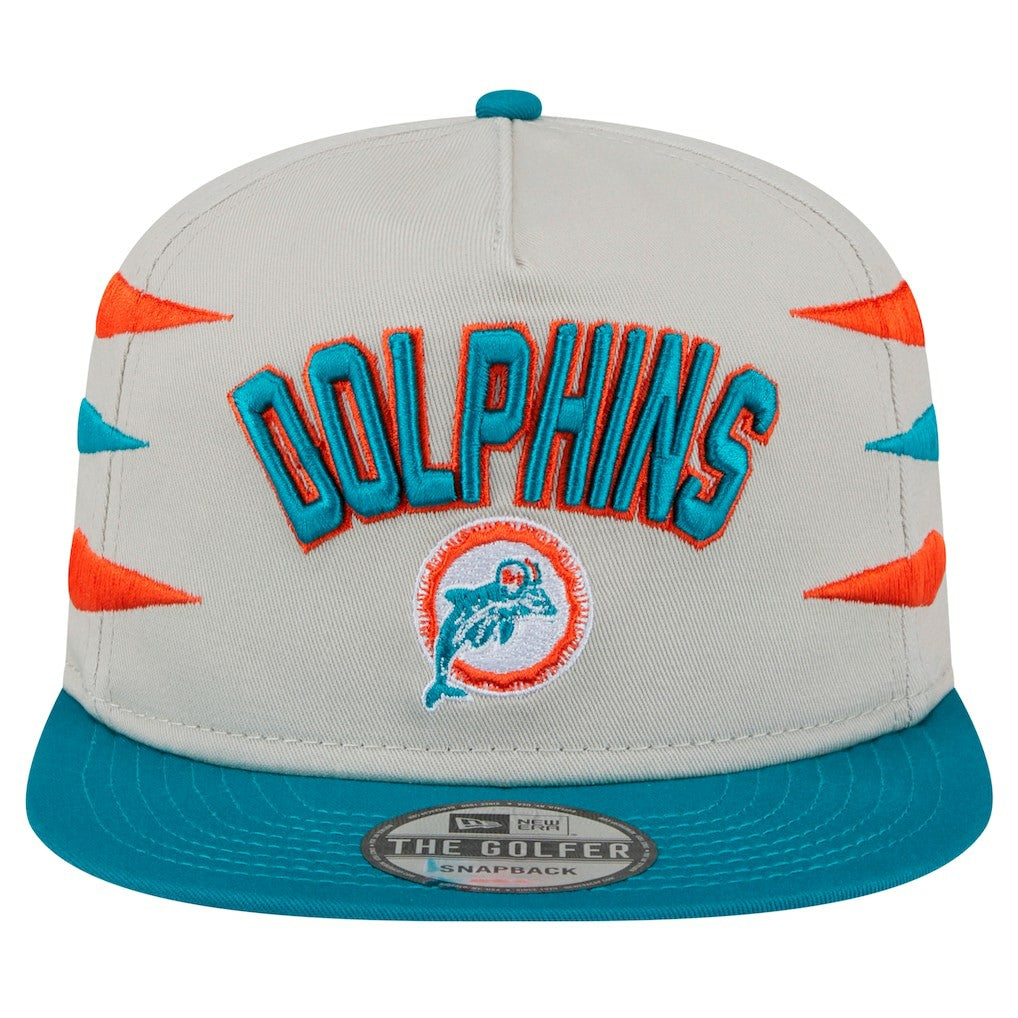 Miami Dolphins New Era Athletic Golfer Snapback Hat Stone/Aqua | NFL