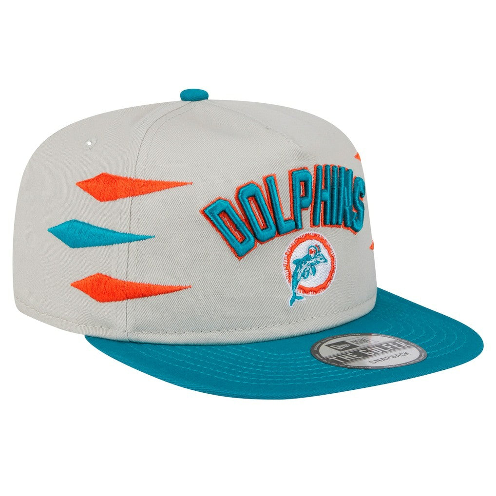 Miami Dolphins New Era Athletic Golfer Snapback Hat Stone/Aqua | NFL