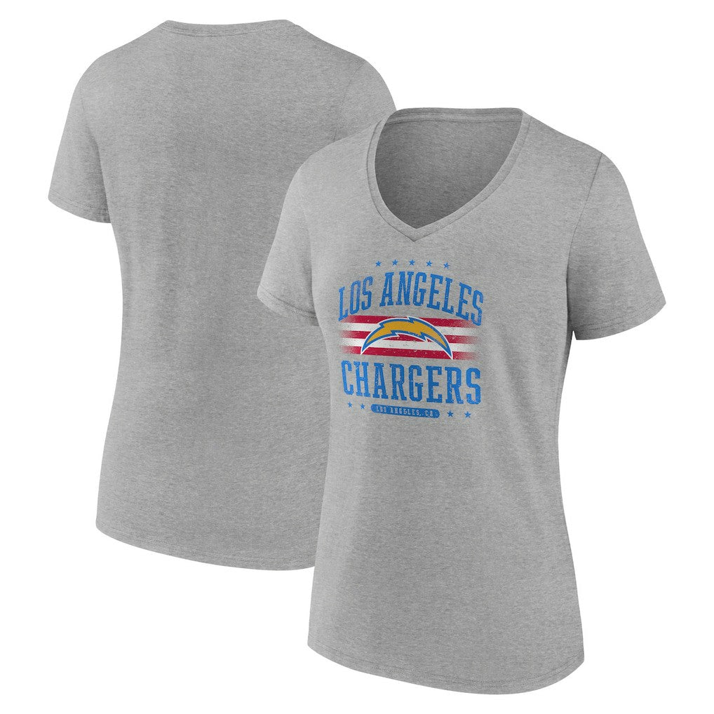 Los Angeles Chargers Women's Americana Team V-Neck T-Shirt Gray | NFL