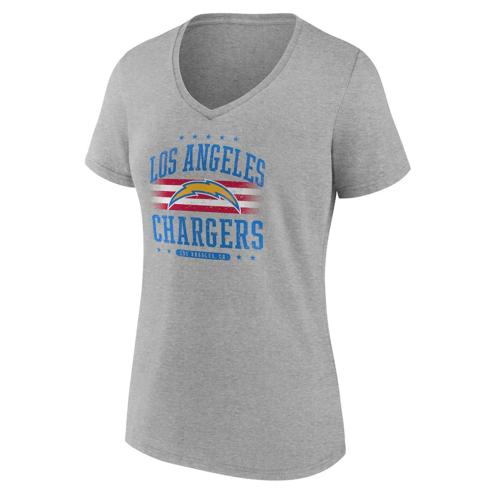Los Angeles Chargers Women's Americana Team V-Neck T-Shirt Gray | NFL