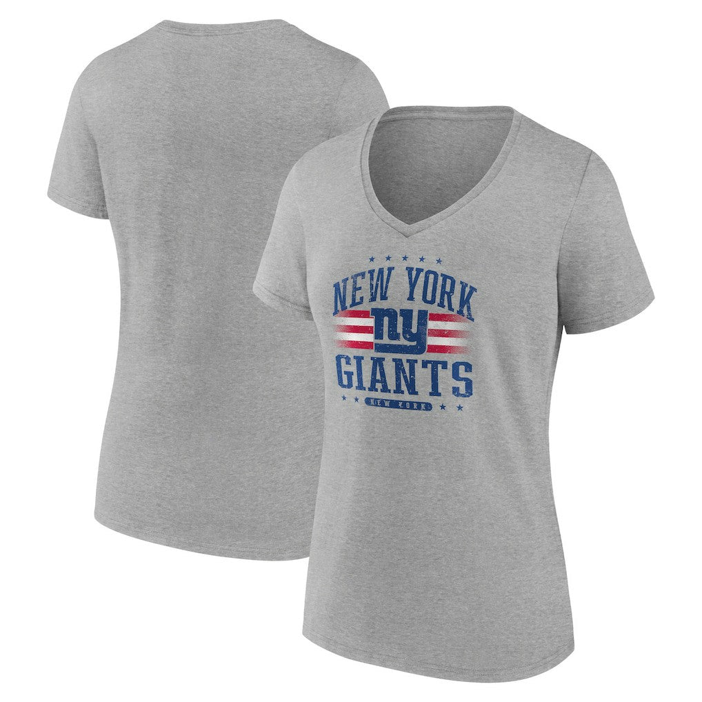 New York Giants Women's Americana Team V-Neck T-Shirt Gray | NFL
