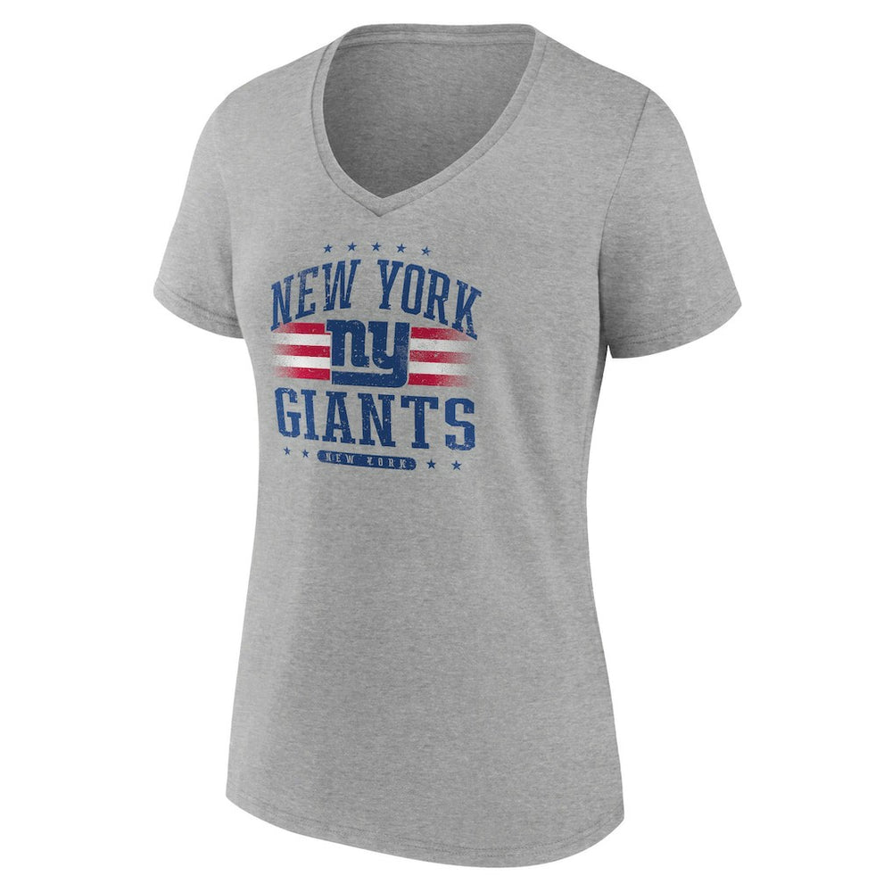 New York Giants Women's Americana Team V-Neck T-Shirt Gray | NFL