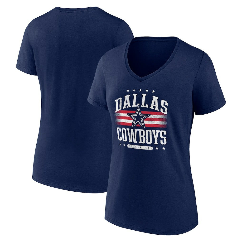 Dallas Cowboys Women's Americana Team V-Neck T-Shirt Navy | NFL