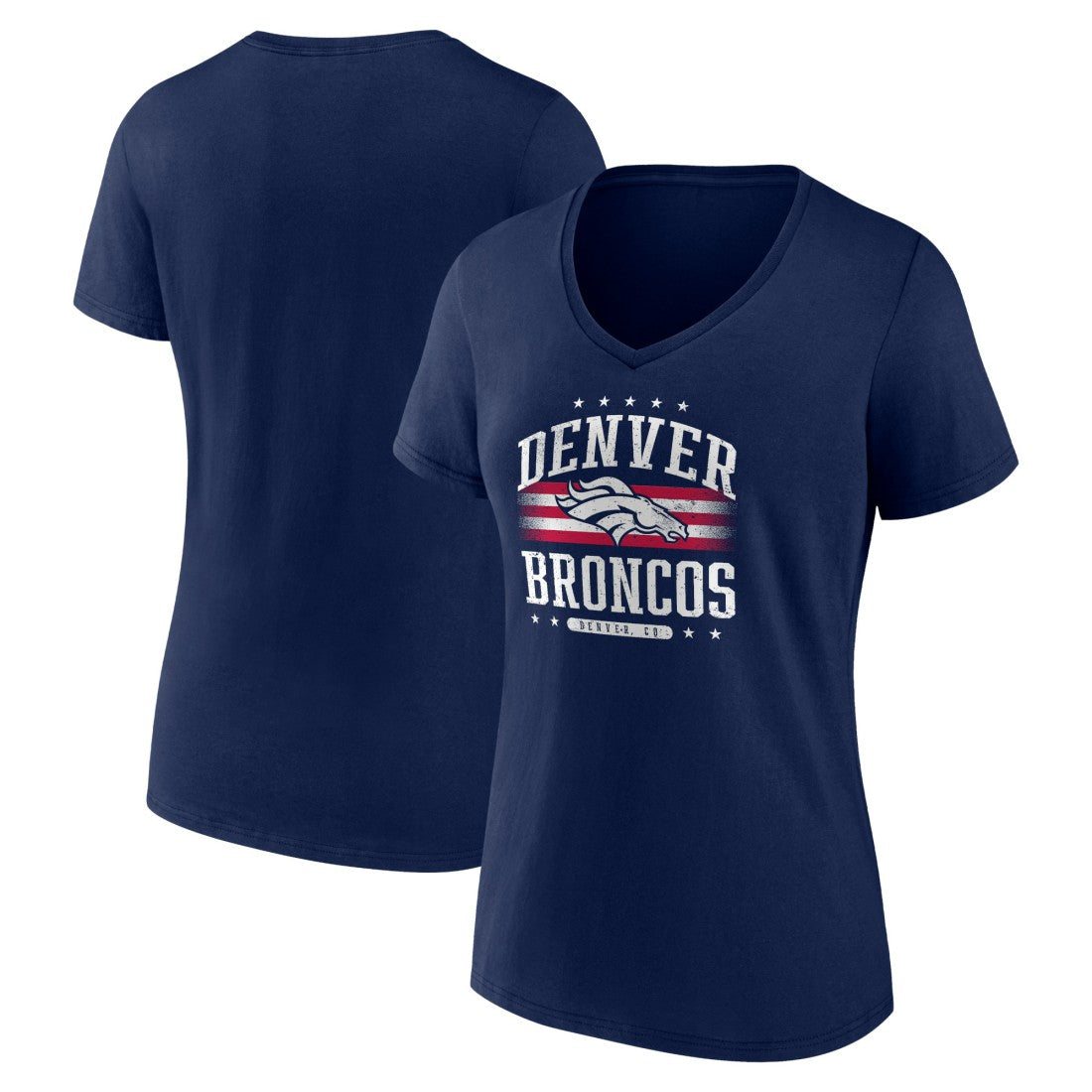 Denver Broncos Women's Americana Team V-Neck T-Shirt Navy | NFL