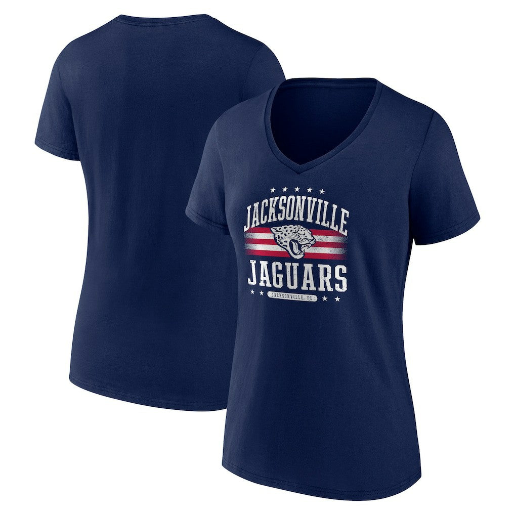 Jacksonville Jaguars Women's Americana Team V-Neck T-Shirt Navy | NFL