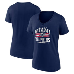 Miami Dolphins Women's Americana Team V-Neck T-Shirt Navy | NFL
