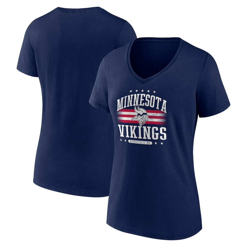 Minnesota Vikings Women's Americana Team V-Neck T-Shirt Navy | NFL