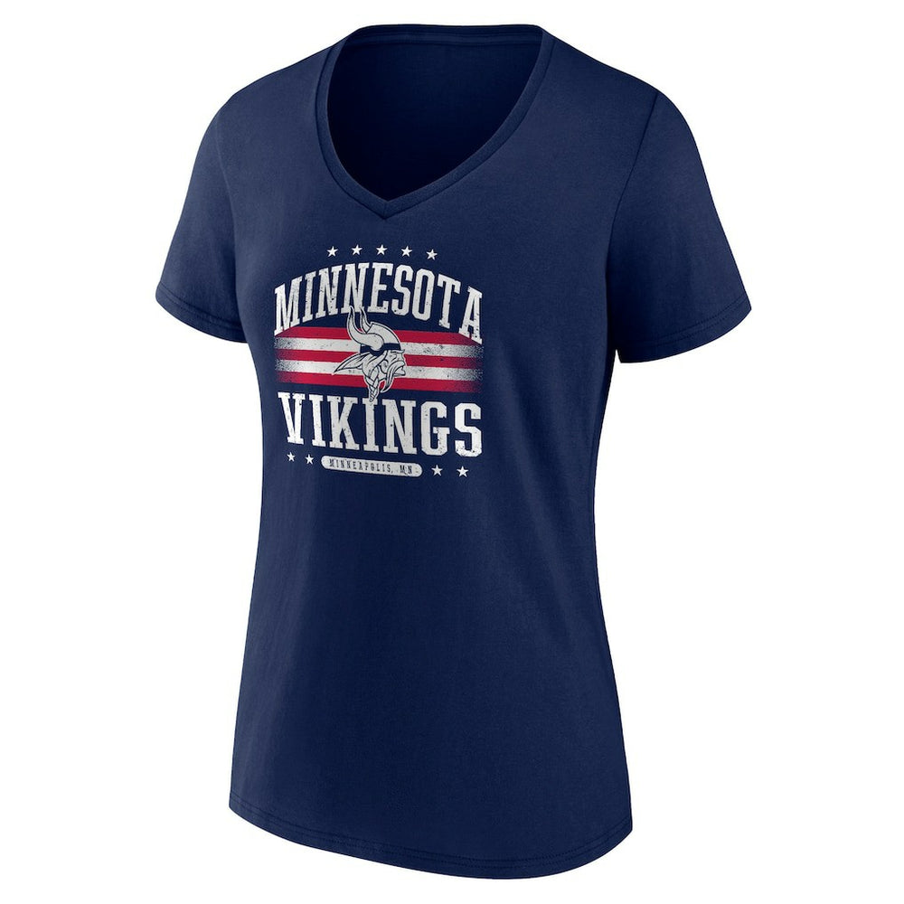 Minnesota Vikings Women's Americana Team V-Neck T-Shirt Navy | NFL
