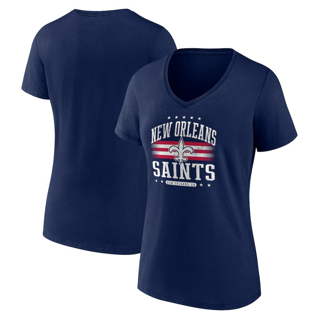 New Orleans Saints Women's Americana Team V-Neck T-Shirt Navy | NFL