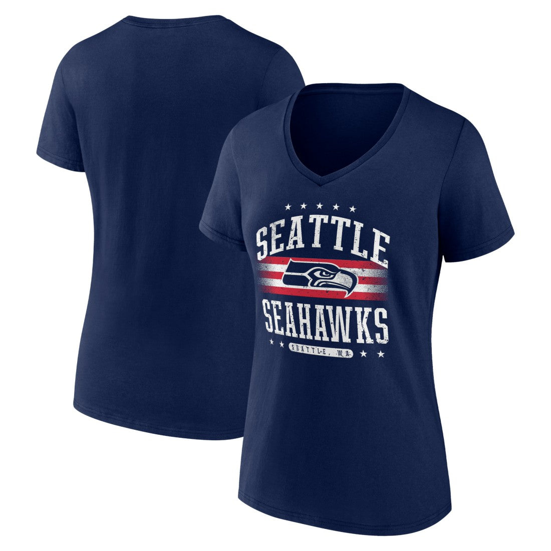 Seattle Seahawks Women's Americana Team V-Neck T-Shirt College Navy | NFL