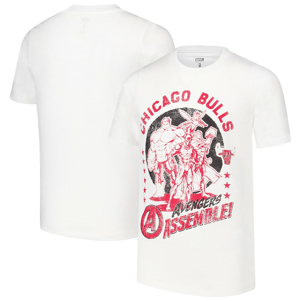 Chicago Bulls Youth NBA x Marvel Avengers Squad T-Shirt White - NBA