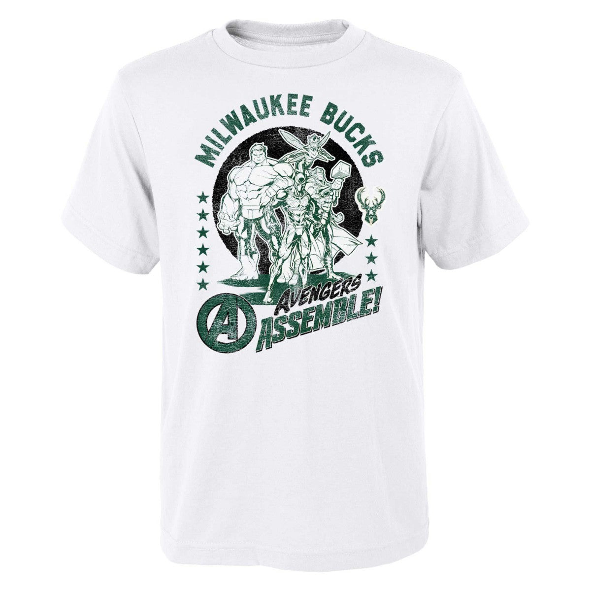 Milwaukee Bucks Youth NBA x Marvel Avengers Squad T-Shirt White - NBA