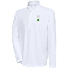 Dallas Stars Antigua Shamrock Tribute Quarter-Zip Pullover Top - White - NHL