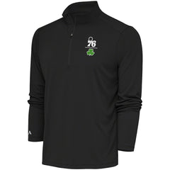 Philadelphia 76ers Antigua Shamrock Tribute Quarter-Zip Pullover Top Charcoal - NBA