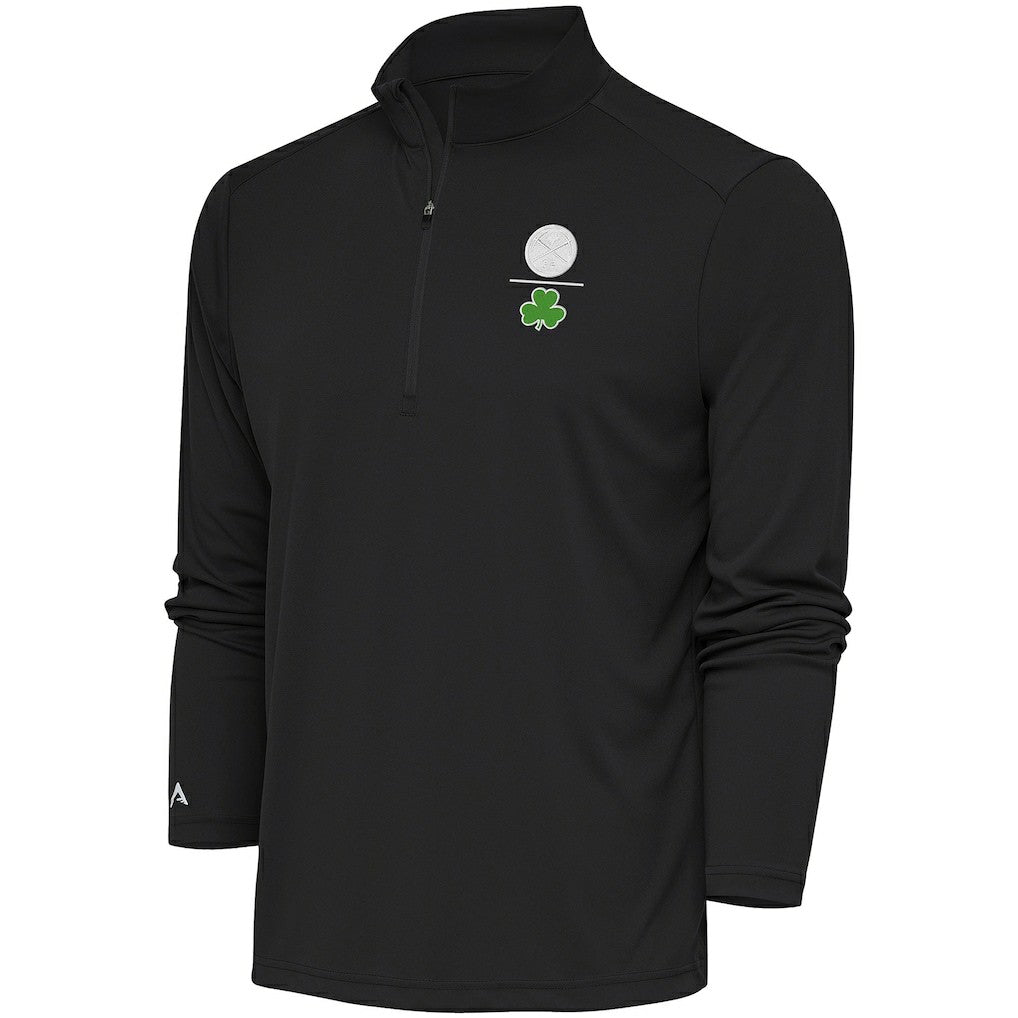 Denver Nuggets Antigua Shamrock Tribute Quarter-Zip Pullover Top Charcoal - NBA
