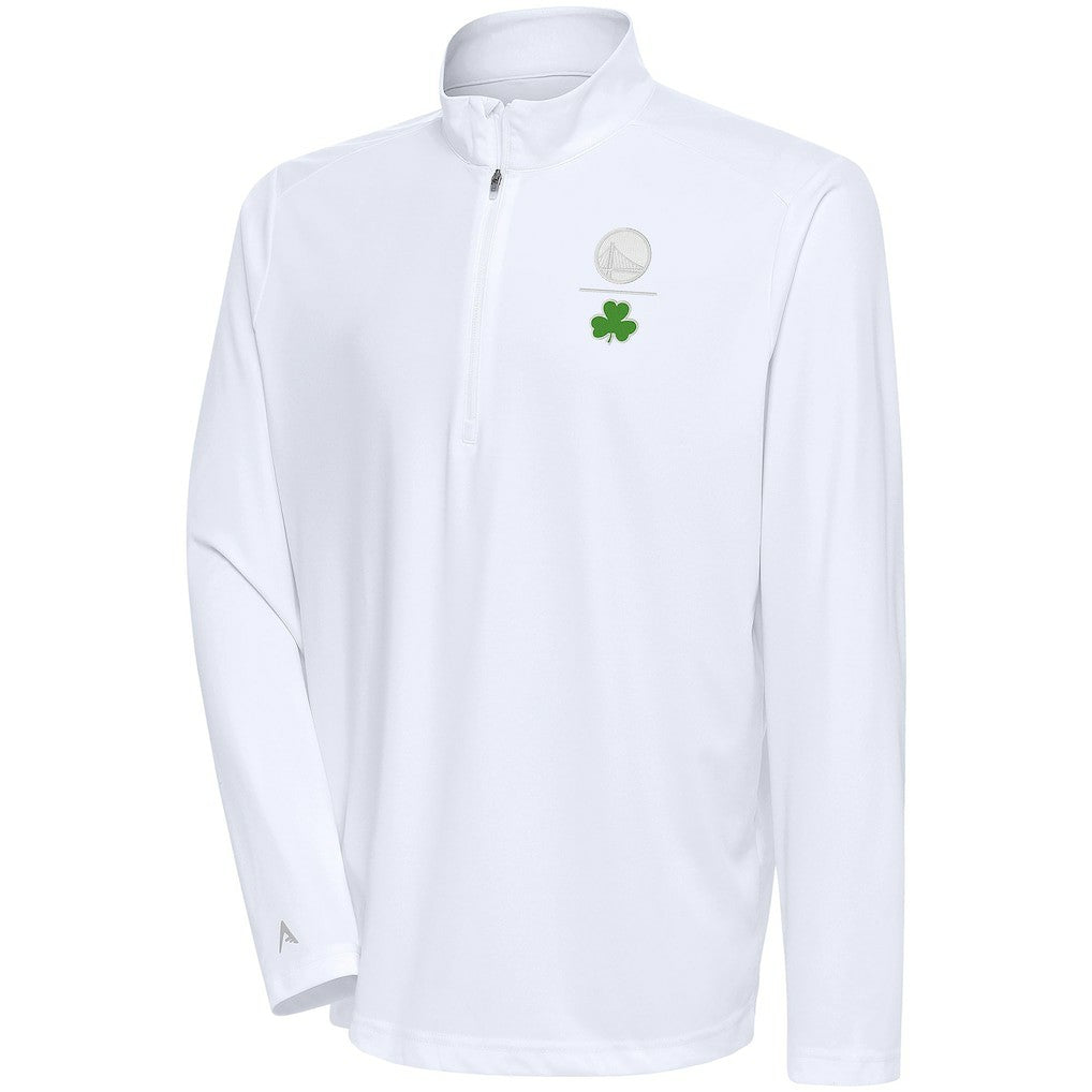 Golden State Warriors Antigua Shamrock Tribute Quarter-Zip Pullover Top White - NBA