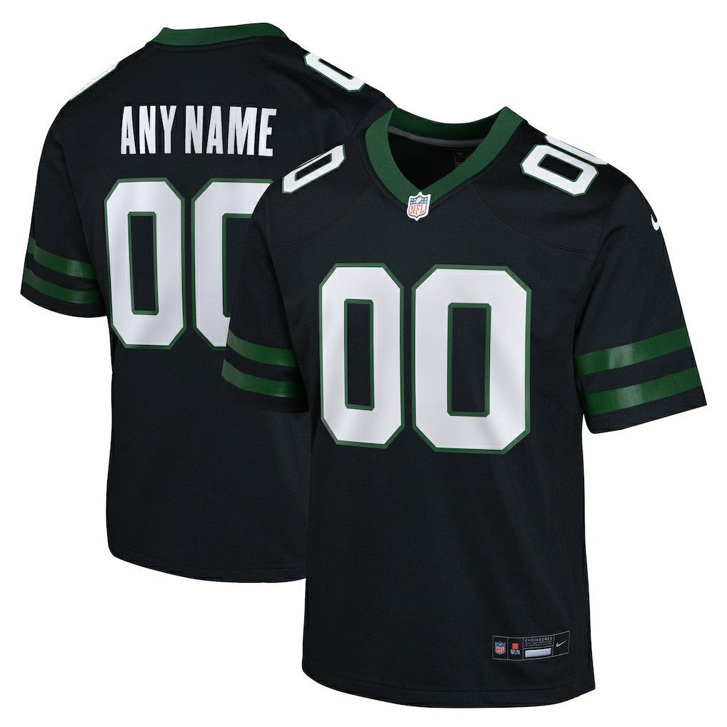 New York Jets Youth Alternate Custom Game Jersey Black | Nike for Sale