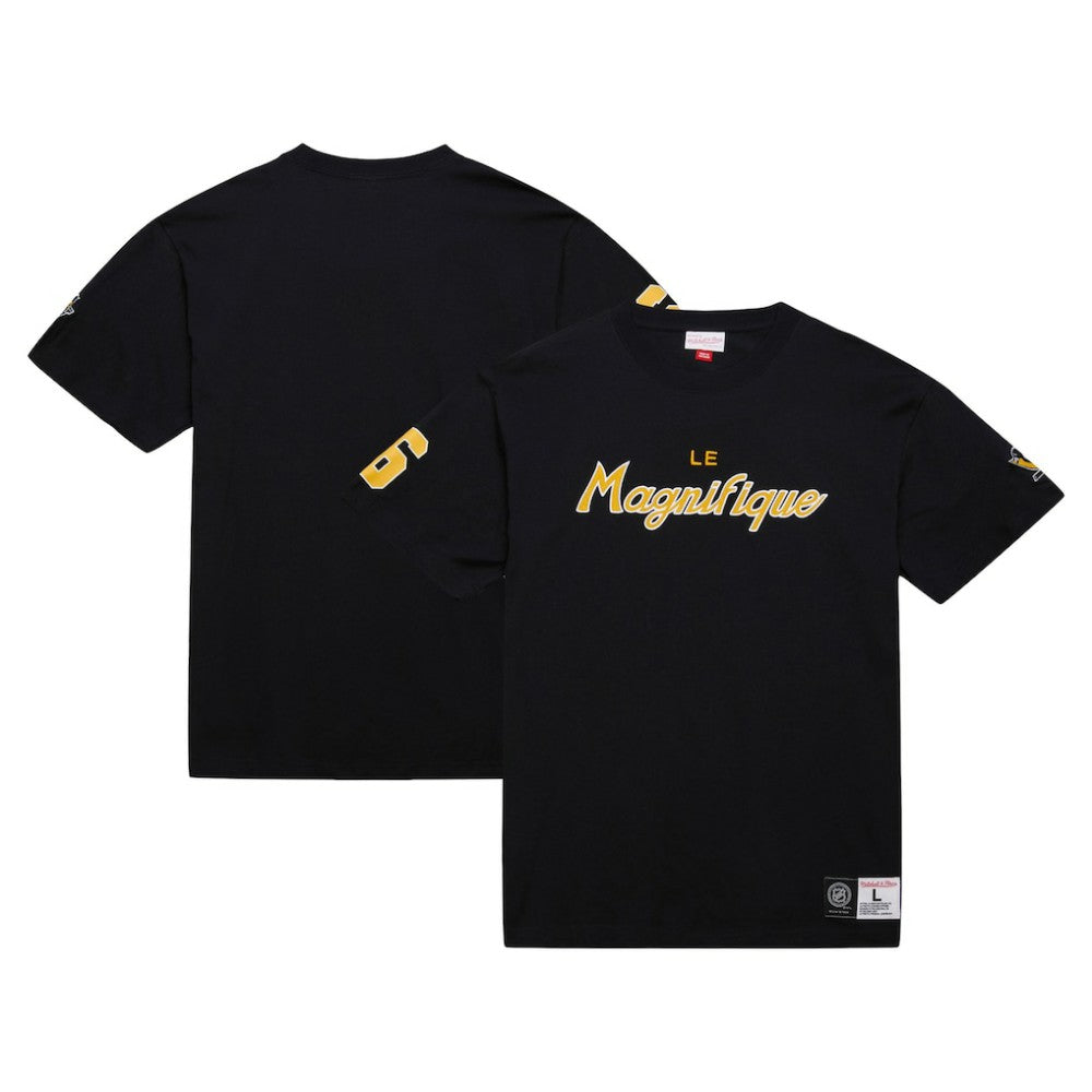 Mario Lemieux Pittsburgh Penguins Mitchell & Ness Premium Nickname Vintage Logo T-Shirt - Black - NHL