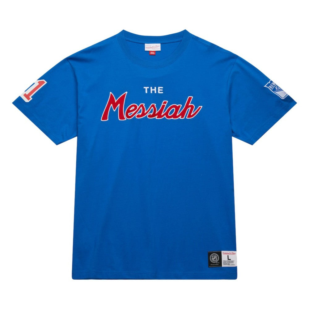 Mark Messier New York Rangers Mitchell & Ness Premium Nickname Vintage Logo T-Shirt - Blue - NHL