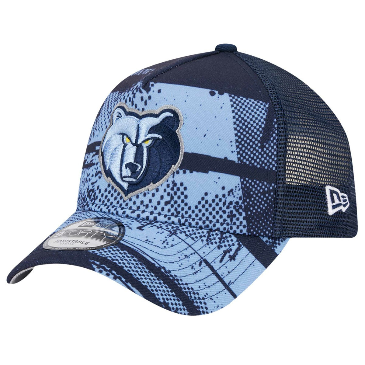 Memphis Grizzlies Tip Off A-Frame Trucker 9FORTY Adjustable Hat Navy/Light Blue - NBA