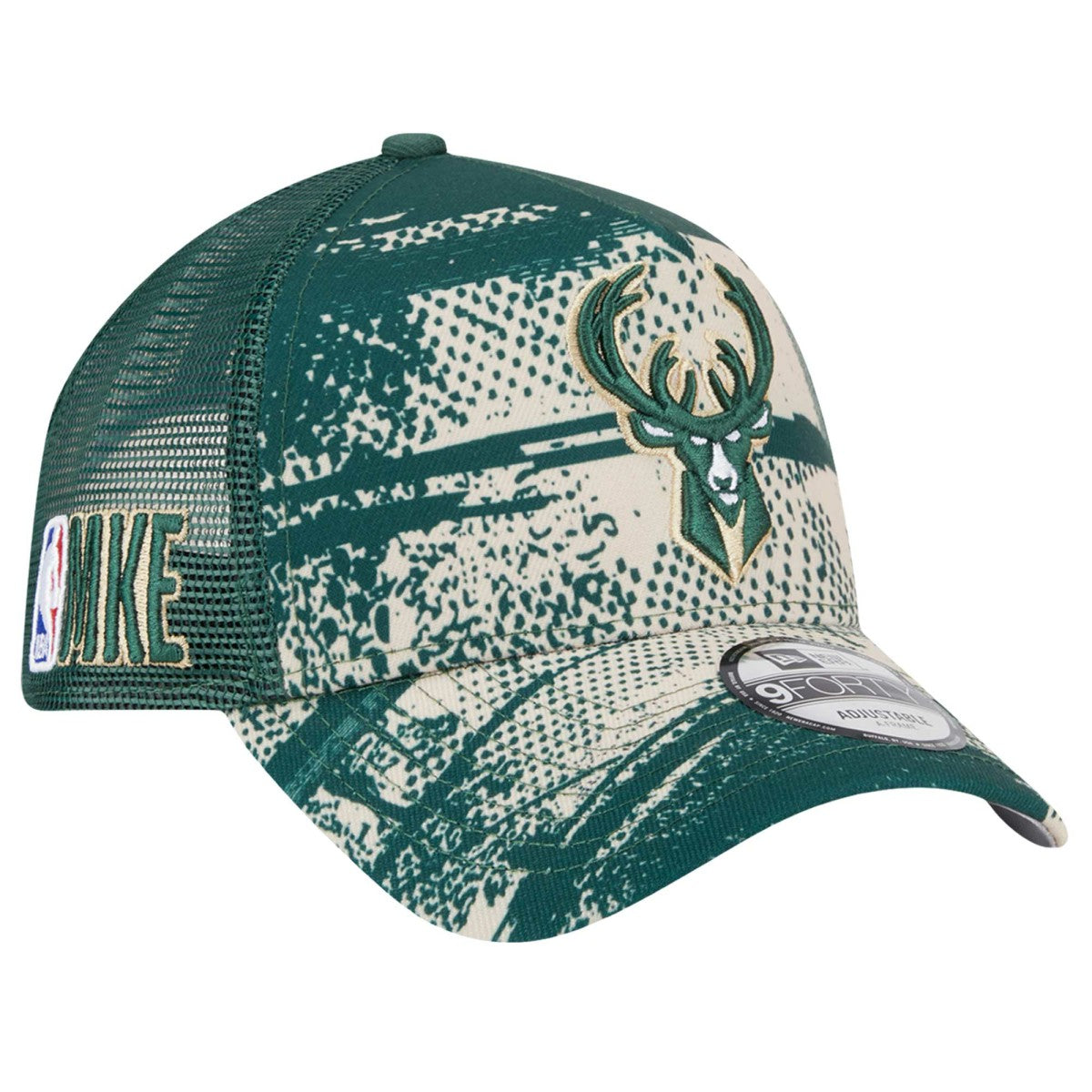 Milwaukee Bucks Tip Off A-Frame Trucker 9FORTY Adjustable Hat Hunter Green/Cream - NBA