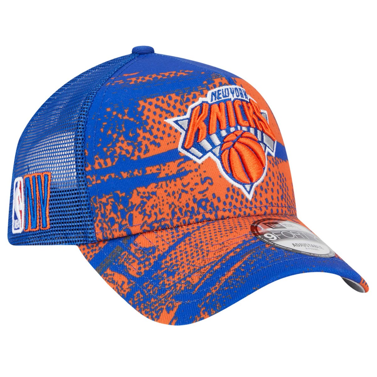 New York Knicks Tip Off A-Frame Trucker 9FORTY Adjustable Hat Blue/Orange - NBA