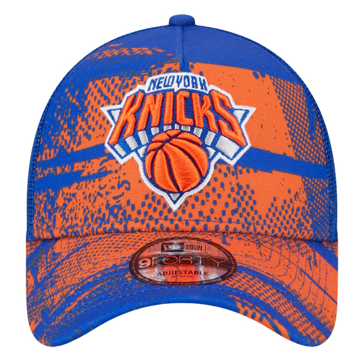 New York Knicks Tip Off A-Frame Trucker 9FORTY Adjustable Hat Blue/Orange - NBA