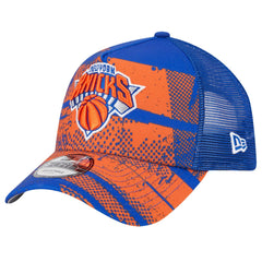New York Knicks Tip Off A-Frame Trucker 9FORTY Adjustable Hat Blue/Orange - NBA