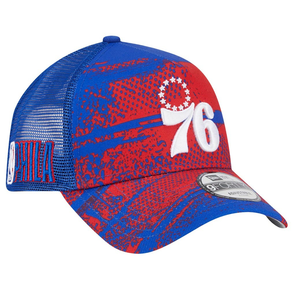 Philadelphia 76ers Tip Off A-Frame Trucker 9FORTY Adjustable Hat Royal/Red - NBA